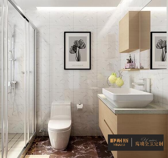 小巧的吊柜，滿(mǎn)足衛(wèi)生間日常收納;設(shè)置隔板，方便洗漱用品擺放。